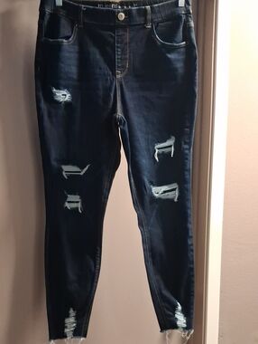 Maurices Dark Blue Distressed Skinny Jeans